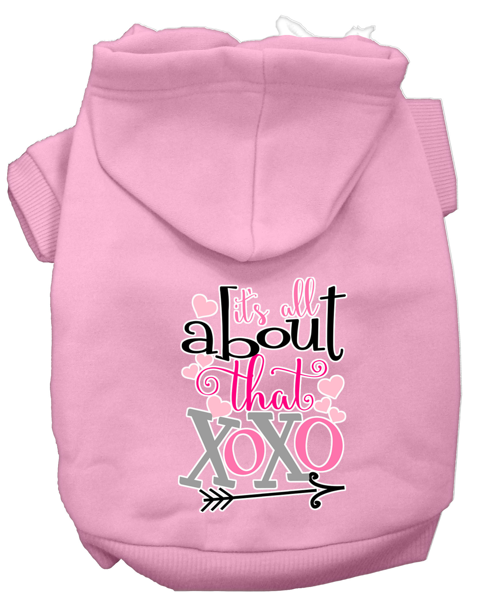 All About that XOXO Screen Print Dog Hoodie Light Pink L